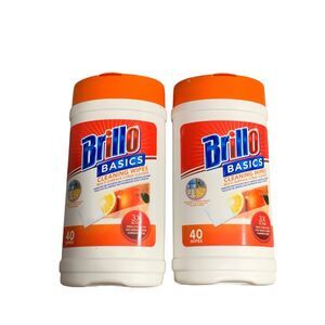Brillo Basics Multi Surface Citrus Cleaning Wipes Orange 40 Count new set of two